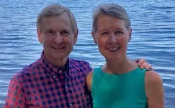 Couple standing by water